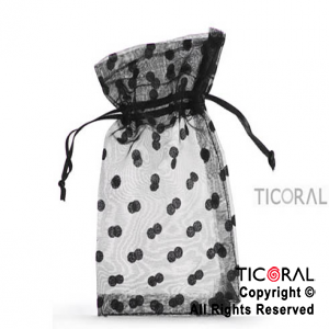 BOLSA ORGANZA NEGRO 10X15 LUNARES HS3976-7 x 1